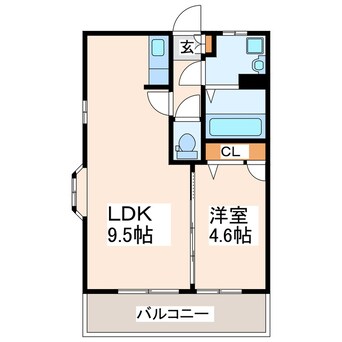 間取図 熊本市営バス/迎町 徒歩2分 2階 築21年