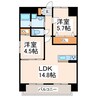 エルフィナ八王寺A・B・C・D 2LDKの間取り