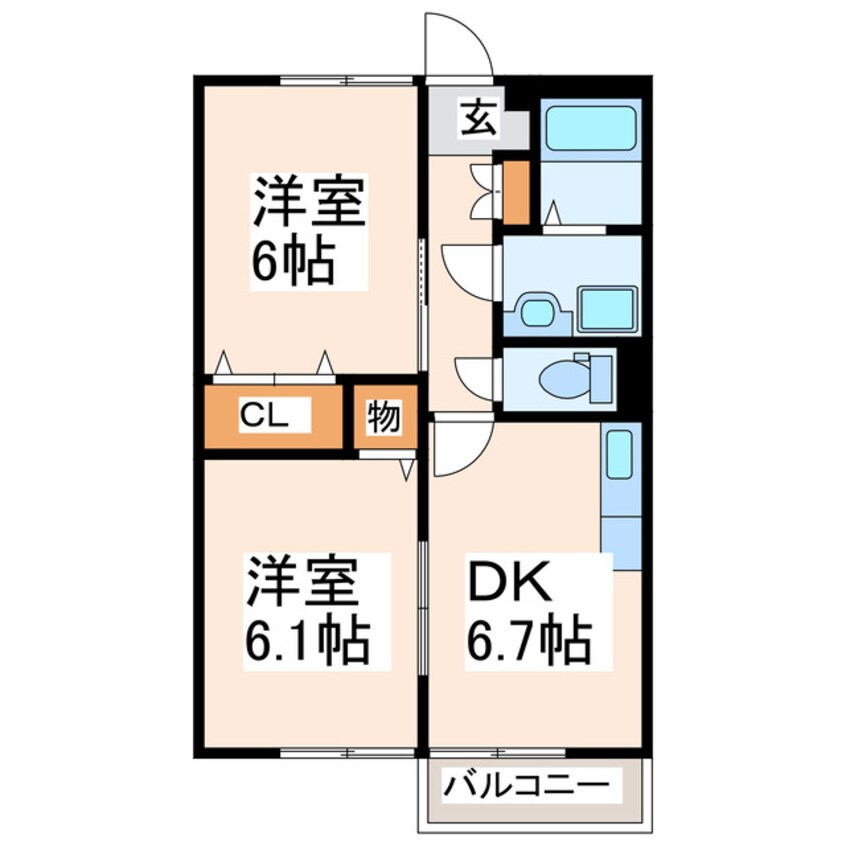 間取図 産交バス（熊本市周辺）/土河原 徒歩6分 1階 築26年