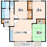 シャルマン野口A棟 3LDKの間取り