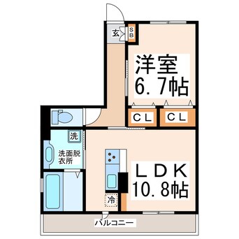 間取図 熊本バス/鯰 徒歩2分 3階 築5年