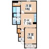 グレース城南 2DKの間取り