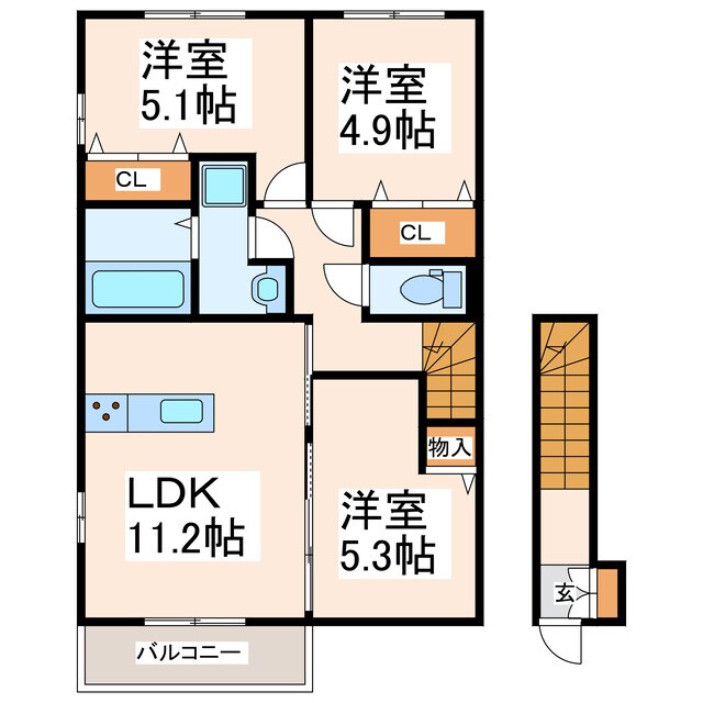 間取り図 鹿児島本線/川尻駅 徒歩19分 2階 築4年