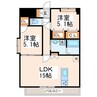SQUARE新町 2LDKの間取り