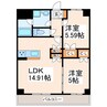 ロザリアン田迎 2LDKの間取り