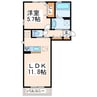 ルヴェデュソレイユⅡ 1LDKの間取り