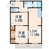 ファミール田迎 2LDKの間取り