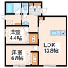 メゾンリーベル 2LDKの間取り