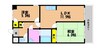 グランデュール今1号館 2LDKの間取り