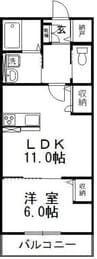 ローレルＡ棟 1LDKの間取り