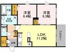 Shallow Garden　A棟 2LDKの間取り