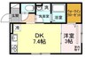 クラージュ　A 1DKの間取り