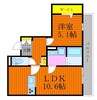 ラシュレ大元 1LDKの間取り