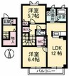 グランドール津高　弐番館 2LDKの間取り