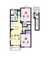 レーヴなごみＢ 2LDKの間取り