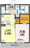 イヴェール 1LDKの間取り
