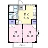 ニューシティ学南 2DKの間取り