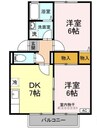 エーデルワイス津高 2DKの間取り