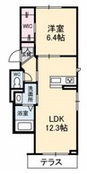 ラルーチェ学南町 1LDKの間取り