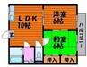 プチアリスＡ棟 2LDKの間取り