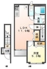 カーサ　マローネ 1LDKの間取り