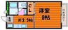 ラクシュリー津高 1Kの間取り