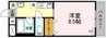 マメゾン三野 1Kの間取り