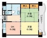 サンライフ津倉 2DKの間取り