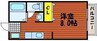 パステル庭瀬　A棟 1Kの間取り