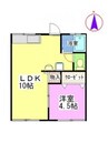山田コーポＮ棟 1LDKの間取り