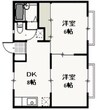 パークサイド学南Ｂ 2DKの間取り