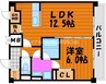 田町ガーデンハイツ 1LDKの間取り