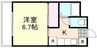 サンリバー南方　B棟 1Kの間取り