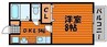 ダンディライオン西市A棟 1Kの間取り