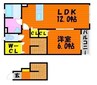 クラウンフィールドＮ　Ｂ 1LDKの間取り