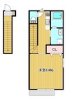 仮）田益AP3 1Kの間取り