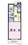 ハーモニー　２１ 1Kの間取り