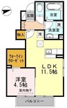 ルピナス高柳東町３ 1LDKの間取り