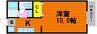 レジデンス西崎B 1Kの間取り