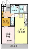 ミア　カーサ　Ａ棟 1LDKの間取り