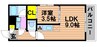 ワイスリー学南 1LDKの間取り