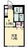 クレール・ユウ 1Kの間取り