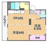 ヴィラナリー建部1号棟 2DKの間取り