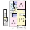 橙Ⅱ棟 2LDKの間取り