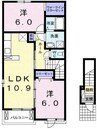 サンリットＢ 2LDKの間取り