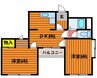 シャインブライト桑田 2DKの間取り