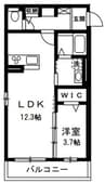 ホワイトガーデン 1LDKの間取り