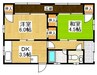 田益戸建て 2DKの間取り