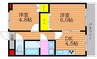 キャッスル絵図町 2DKの間取り