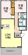 コート・ラベンダー北長瀬 2LDKの間取り